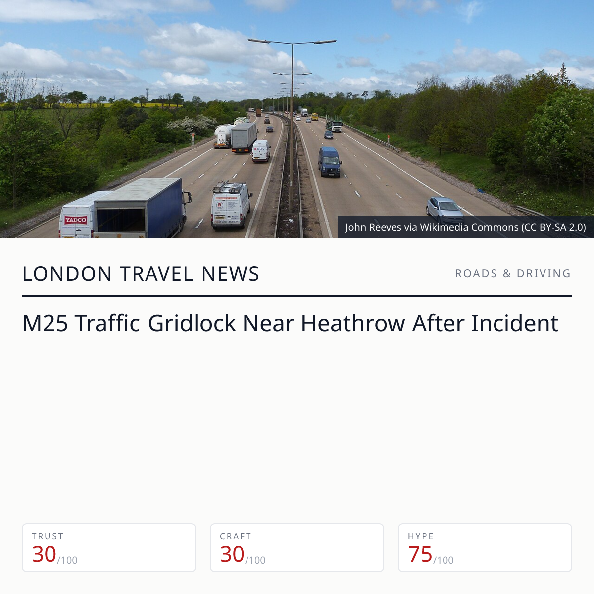 M25 near Heathrow closed after obstruction at Junction 14 | London ...