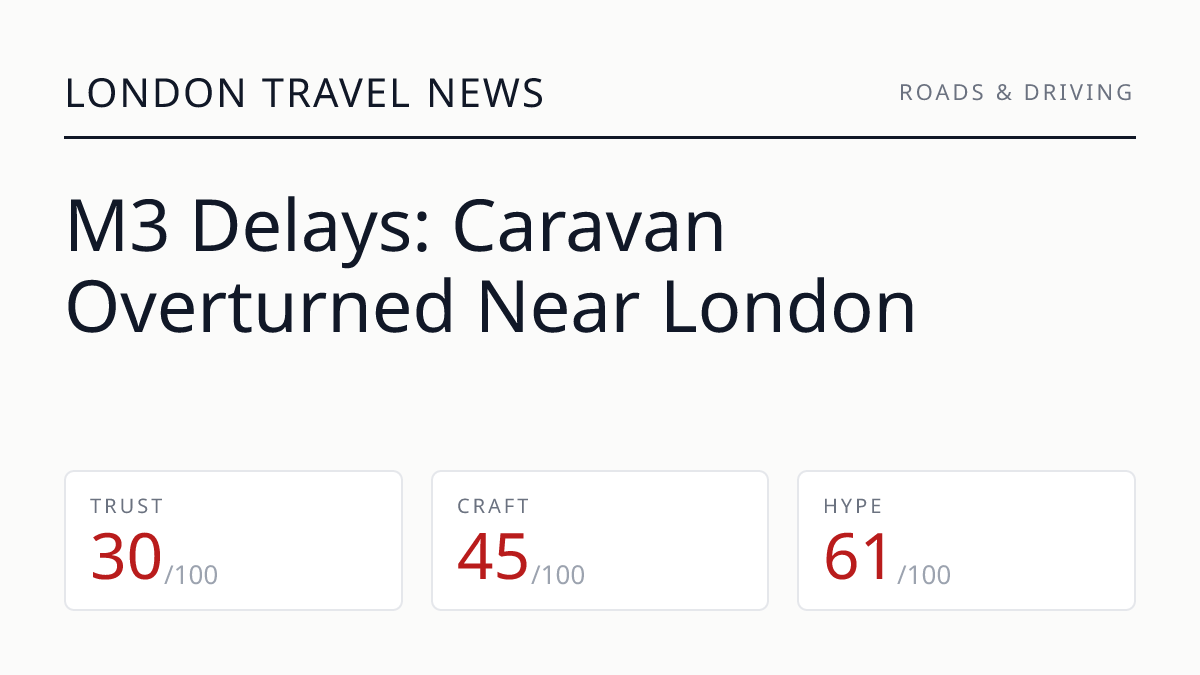 M3 Delays: Caravan Overturned Near London