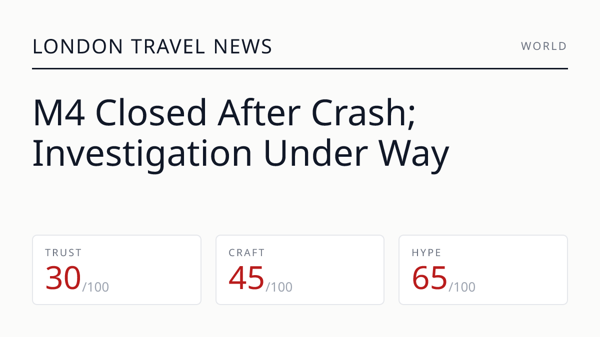 M4 Closed After Crash; Investigation Under Way