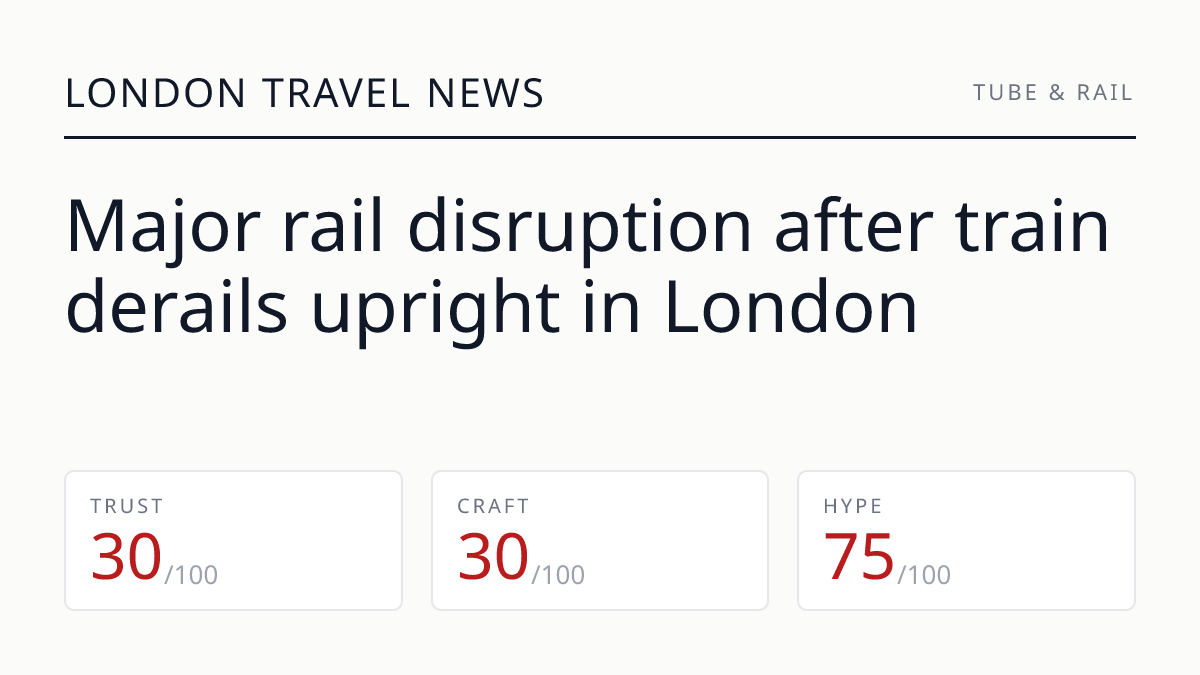 Major rail disruption after train derails upright in London
