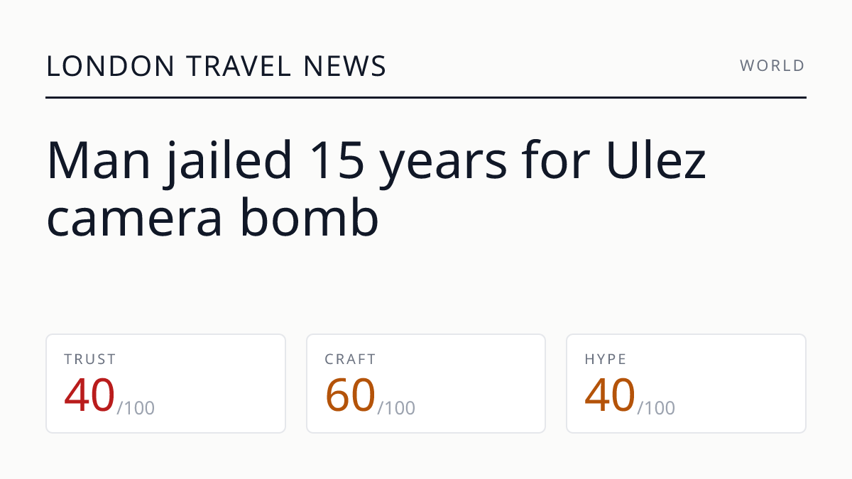 Man jailed 15 years for Ulez camera bomb