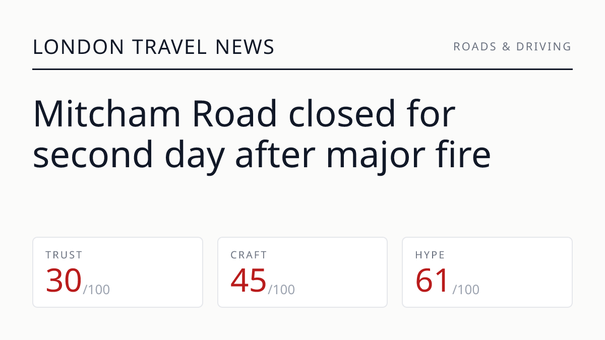 Mitcham Road closed for second day after major fire