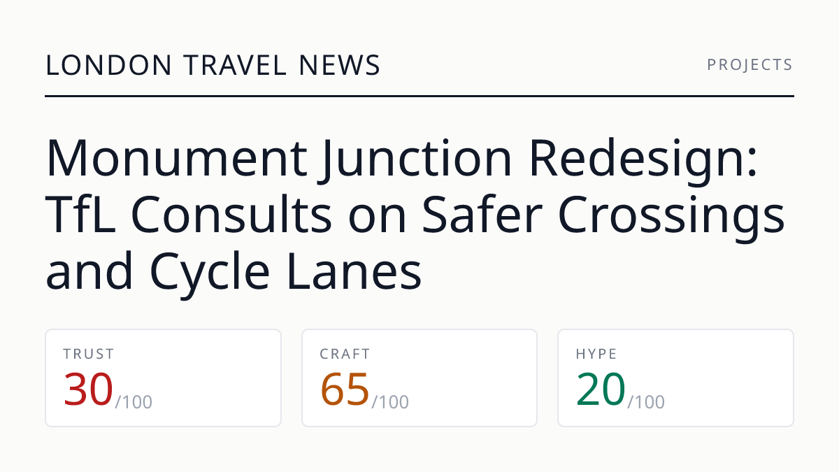 Monument Junction Redesign: TfL Consults on Safer Crossings and Cycle Lanes