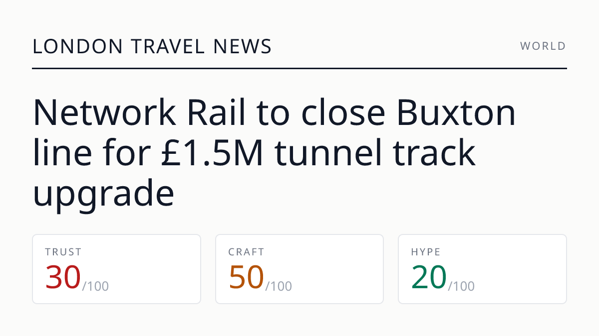 Network Rail to close Buxton line for £1.5M tunnel track upgrade