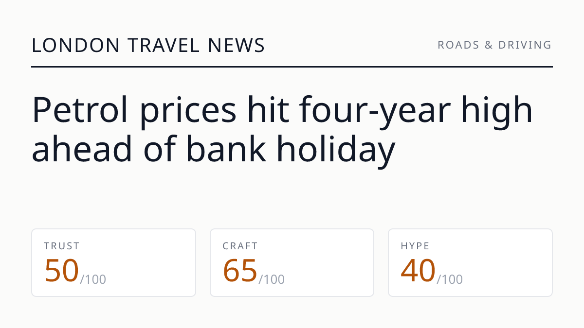 Petrol prices hit four-year high ahead of bank holiday