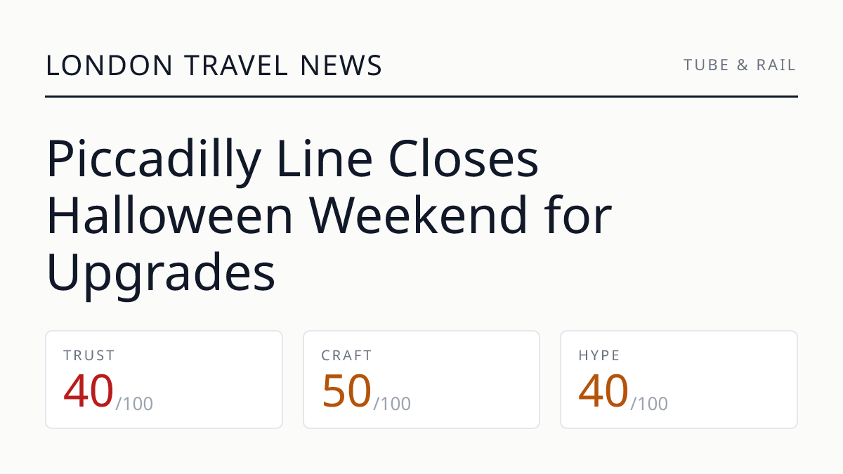 Piccadilly Line Closes Halloween Weekend for Upgrades