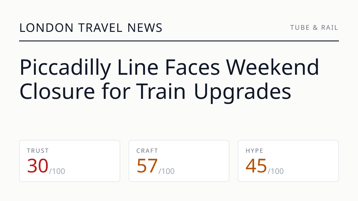 Piccadilly Line Faces Weekend Closure for Train Upgrades