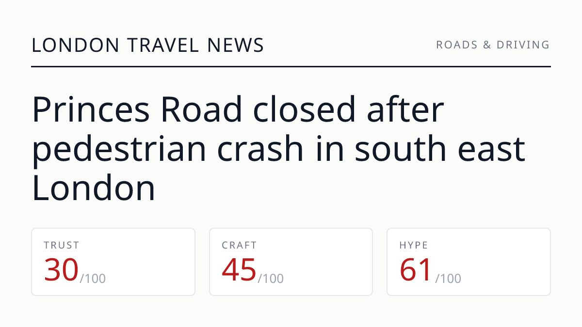 Princes Road closed after pedestrian crash in south east London