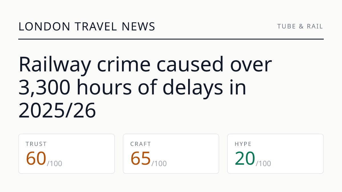 Railway crime caused over 3,300 hours of delays in 2025/26