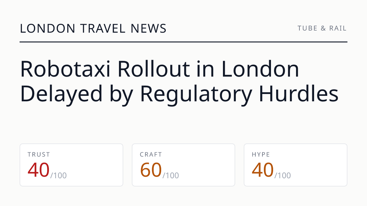 Robotaxi Rollout in London Delayed by Regulatory Hurdles