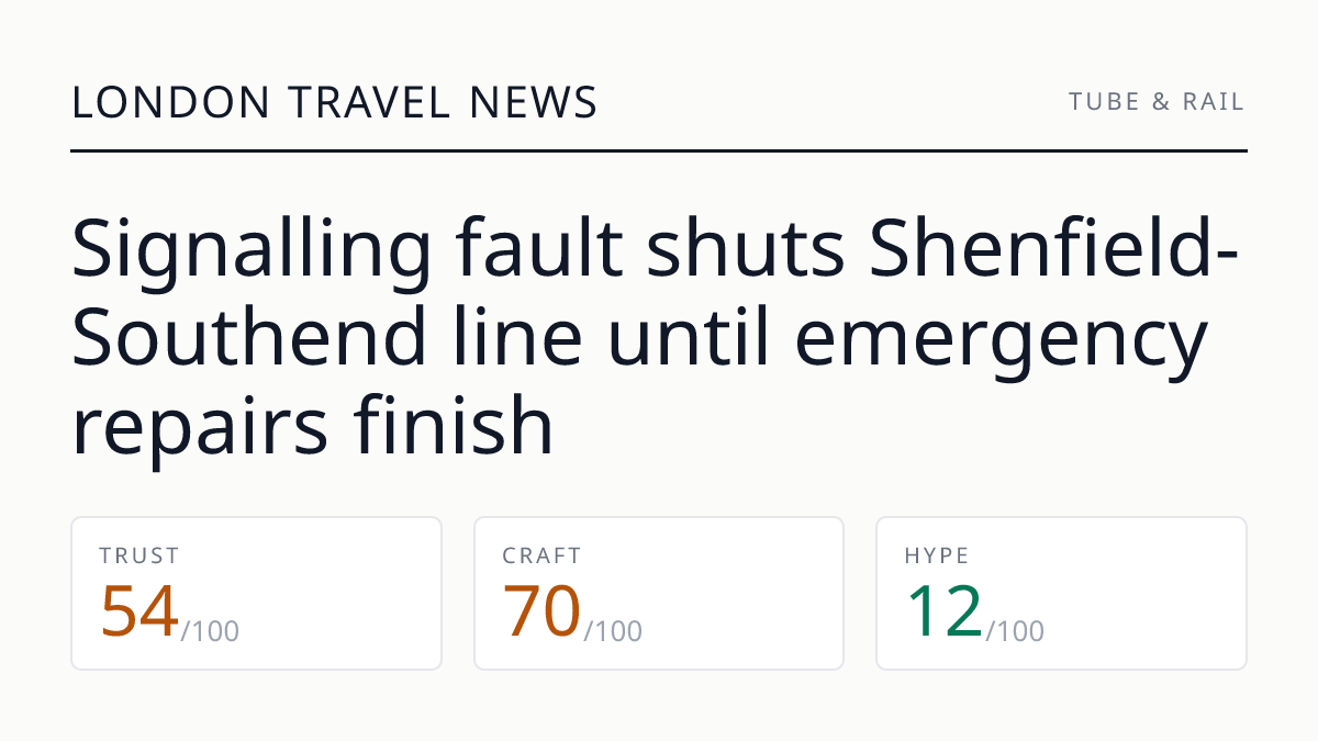 Signalling fault shuts Shenfield-Southend line until emergency repairs finish