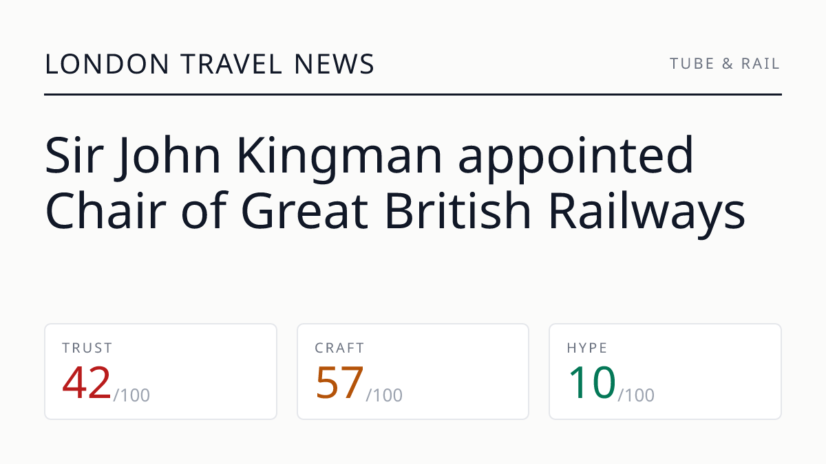 Sir John Kingman appointed Chair of Great British Railways