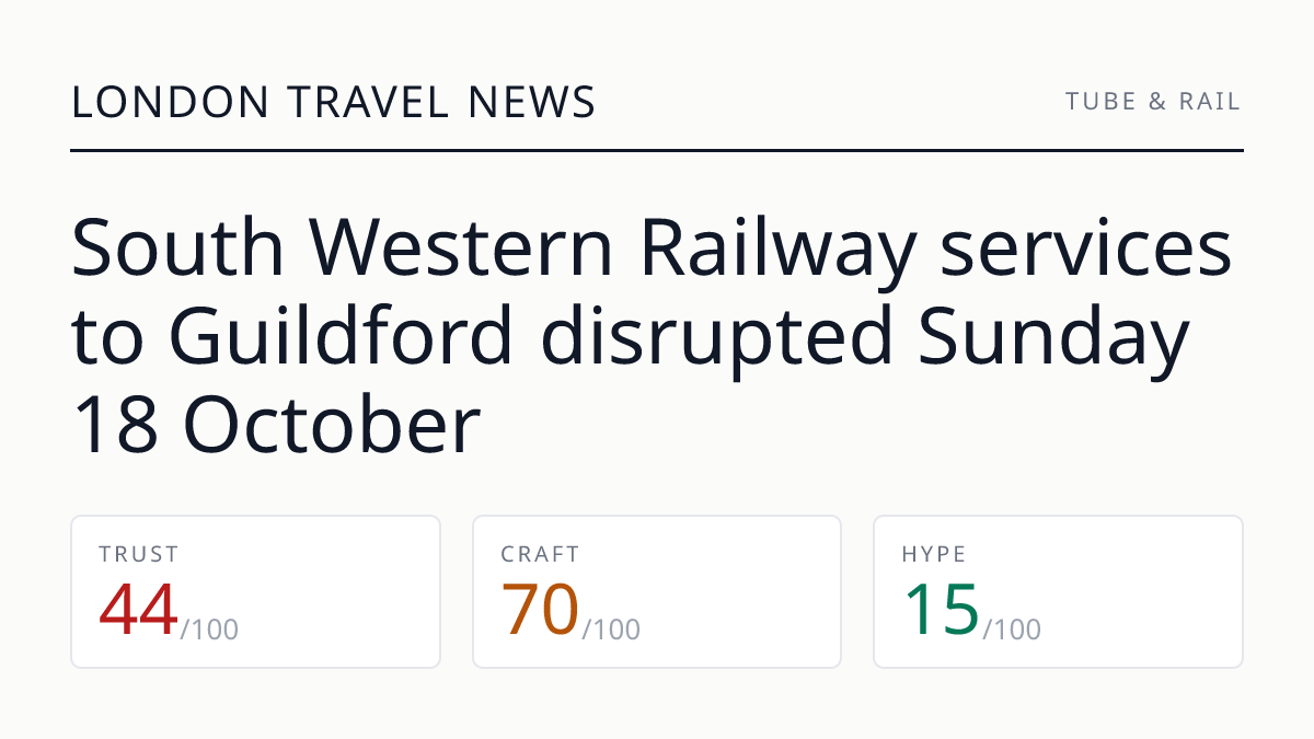 South Western Railway services to Guildford disrupted Sunday 18 October