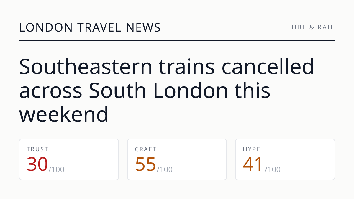 Southeastern trains cancelled across South London this weekend