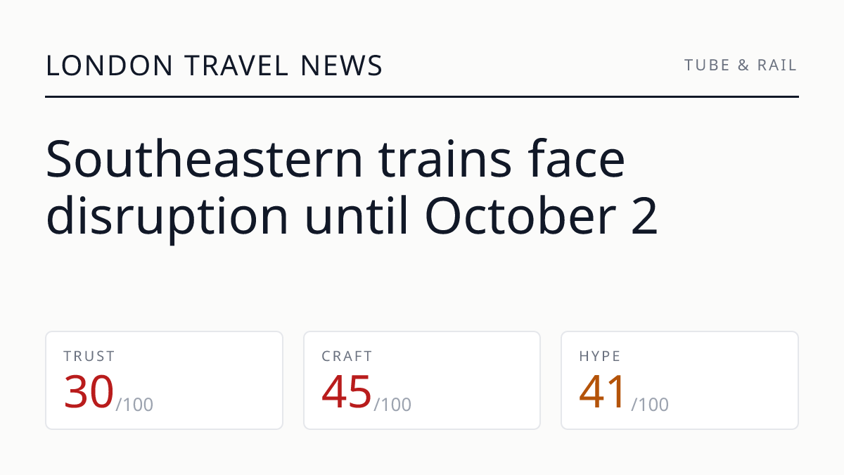 Southeastern trains face disruption until October 2