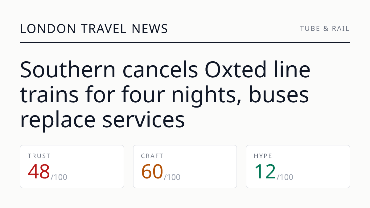 Southern cancels Oxted line trains for four nights, buses replace services