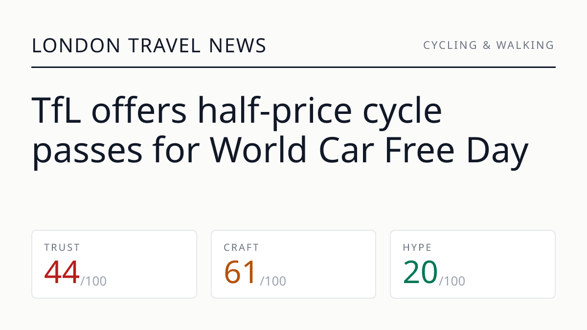TfL offers half-price cycle passes for World Car Free Day