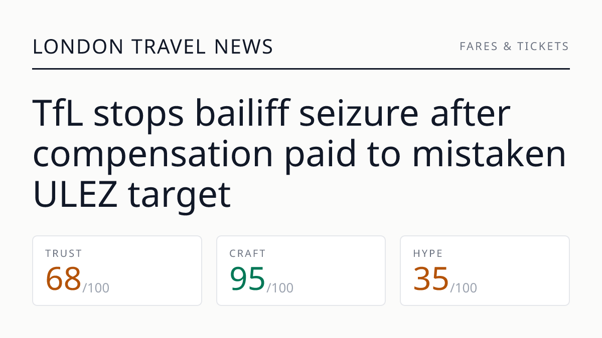 TfL stops bailiff seizure after compensation paid to mistaken ULEZ target