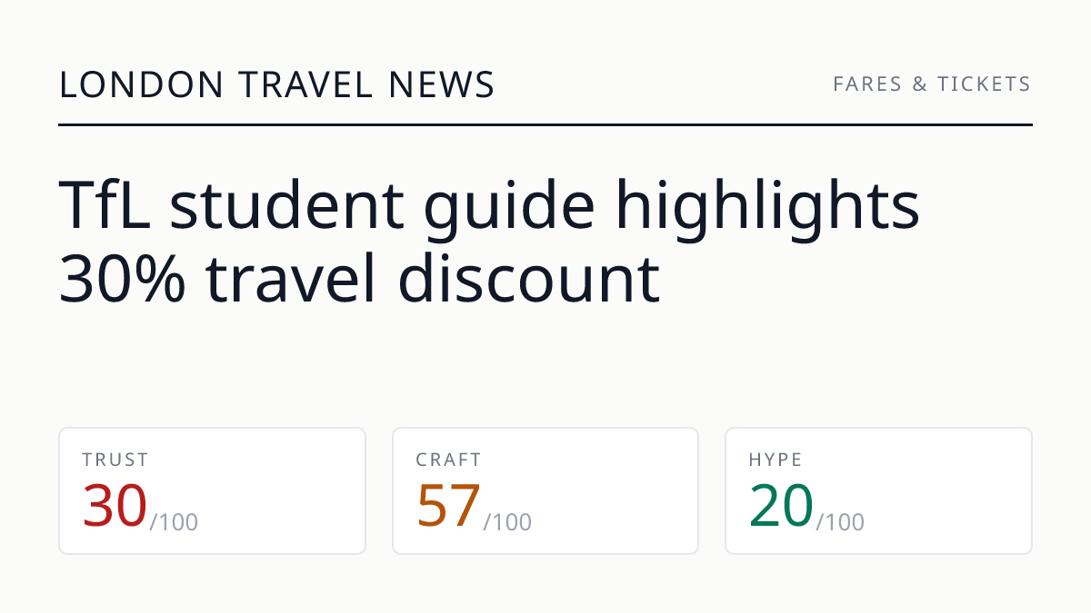 TfL student guide highlights 30% travel discount