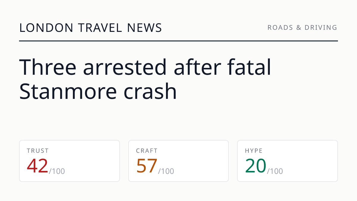 Three arrested after fatal Stanmore crash