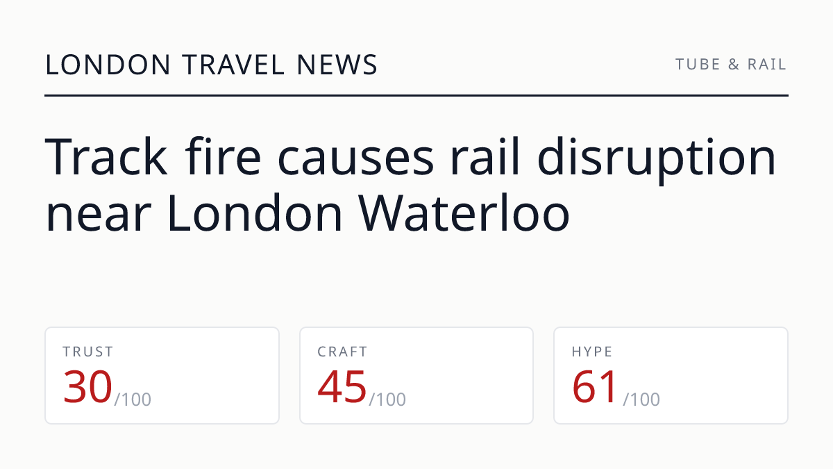 Track fire causes rail disruption near London Waterloo