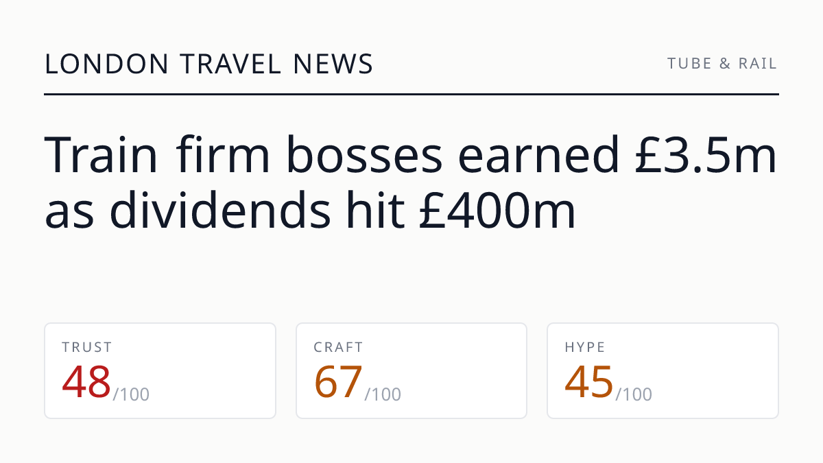 Train firm bosses earned £3.5m as dividends hit £400m