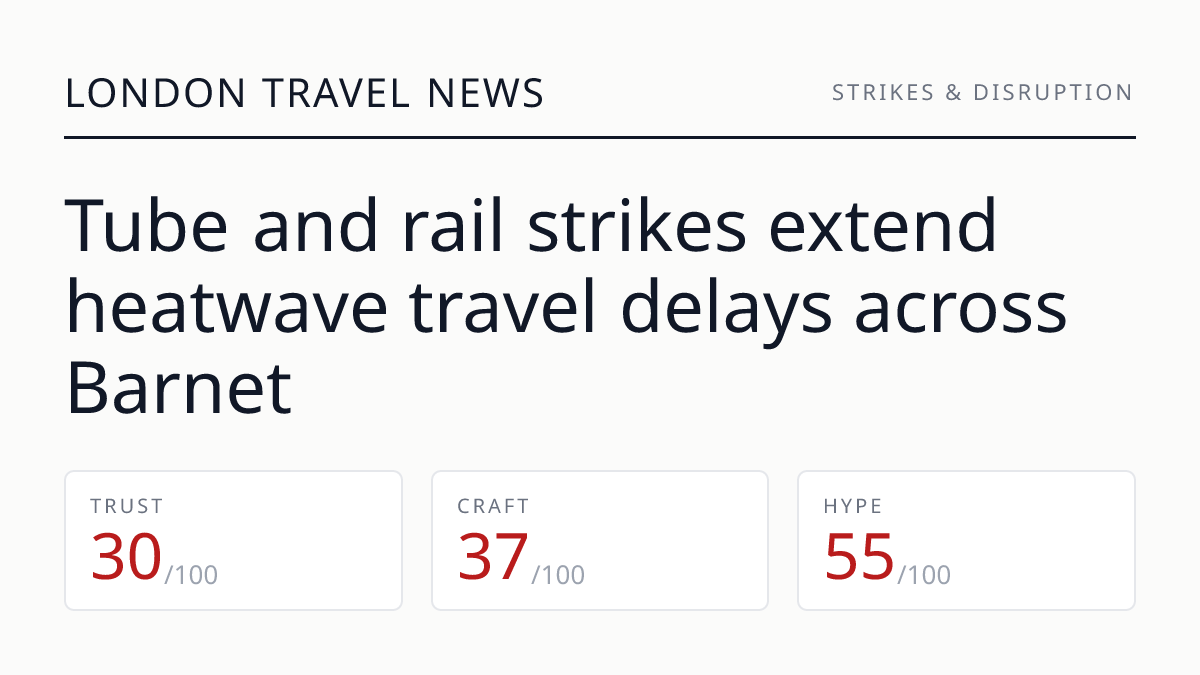 Tube and rail strikes extend heatwave travel delays across Barnet