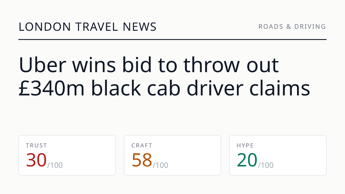 Uber wins bid to throw out £340m black cab driver claims