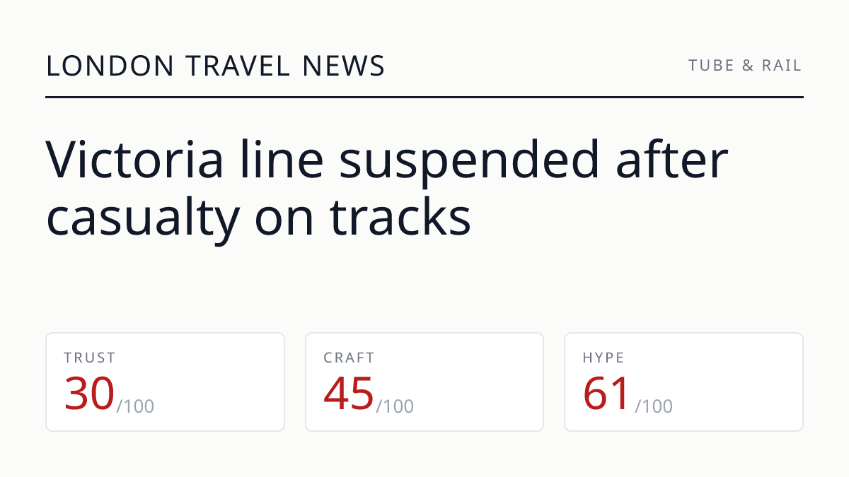 Victoria line suspended after casualty on tracks