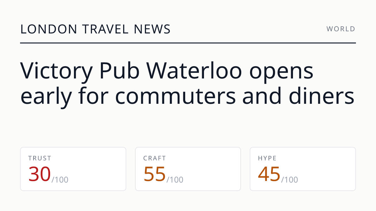 Victory Pub Waterloo opens early for commuters and diners