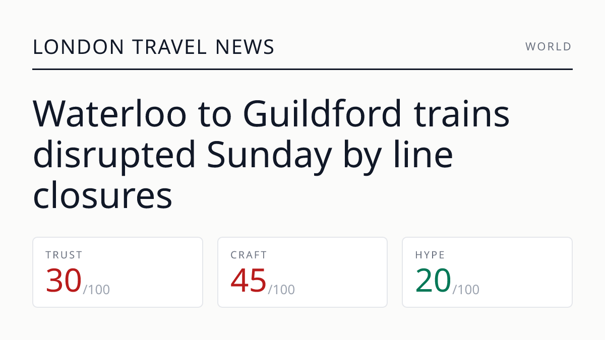 Waterloo to Guildford trains disrupted Sunday by line closures