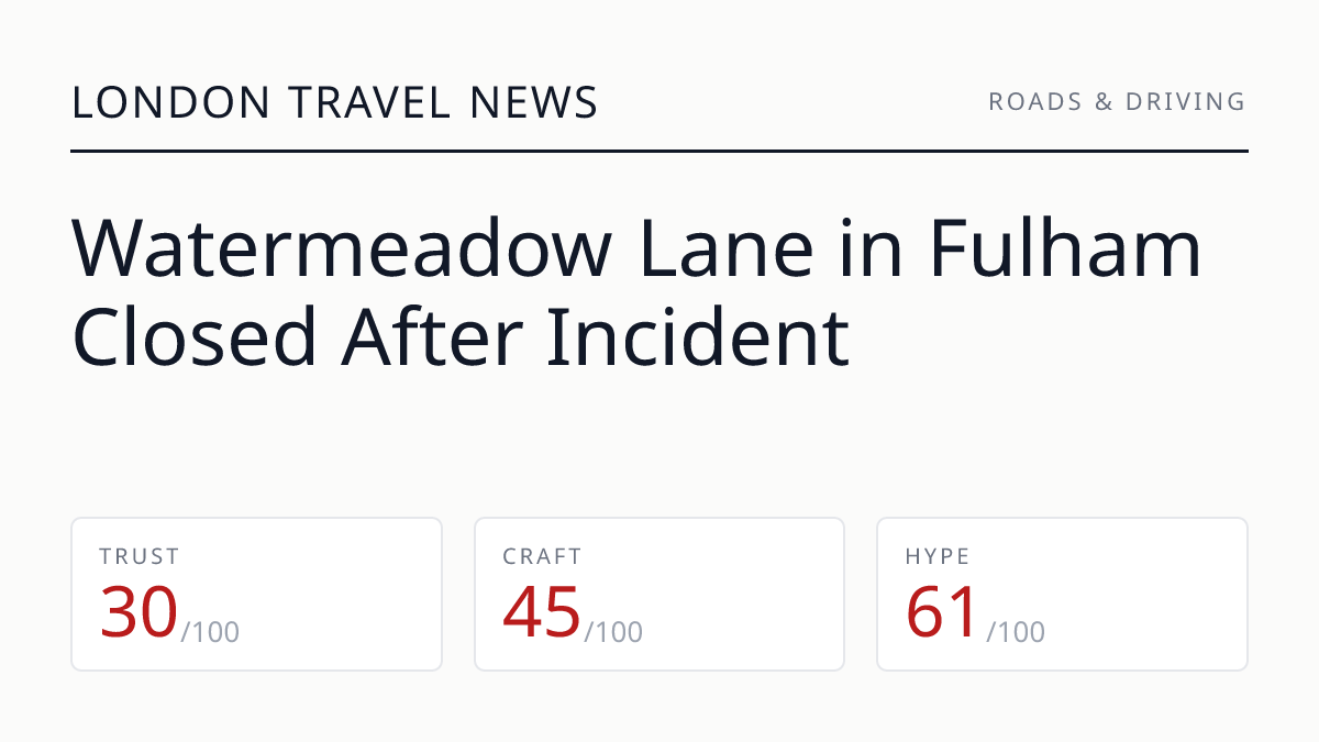 Watermeadow Lane in Fulham Closed After Incident