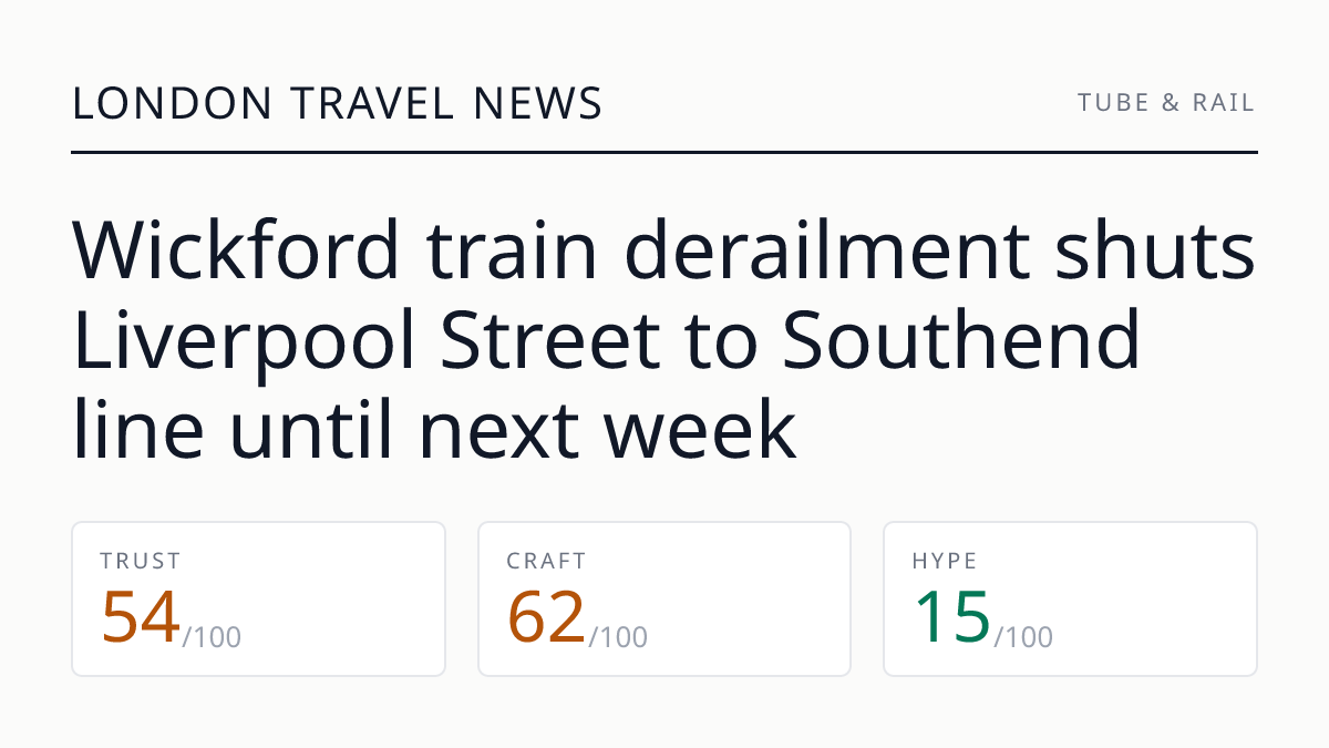 Wickford train derailment shuts Liverpool Street to Southend line until next week